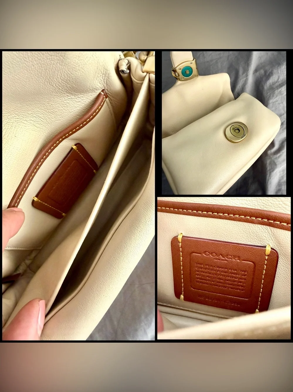 👑✅PRICE FIRM✅COACH Mini Pillow Cream Leather Tabby Crossbody Bag. USED